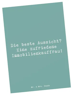 Produktbild von Mr. & Mrs. Panda Postkarte Spruch Immobilienkauffrau Freude - Meeresbrise - Geschenk, Postkarten, personalisierte Geschenke, Verkauf, für, Motivkarte, Mietrecht, Berufe