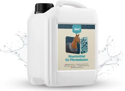 Produktbild von nimo® Waschmittel für Pferdedecken | ohne Duftstoffe & Farbstoffe | für für atmungsaktive Synthetik- und Baumwolldecken | entfernt Kot- & Urinflecken