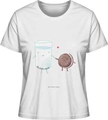 Produktbild von Mr. & Mrs. Panda Damen T-Shirt Milch Keks Größe S - Weiß - Geschenk, Kurzarmshirt, Kekse, Basic, Kaffee, Lustige Sprüche, Sommershirt, Milk, Cookie, Oberteil