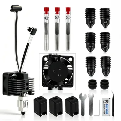 Hotend-Komplettset für P1P/P1S, 40-tlg., gehärtete Düsen 0,2/0,4/0,6 mm