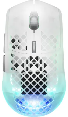 Zdjęcie produktu dla Steelseries Aerox 3 Wireless Gen 2, Po prawej stronie, Optyczny, RF Wireless + Bluetooth, 26000 DPI, 0,25 ms, Przezroczysty, Biały