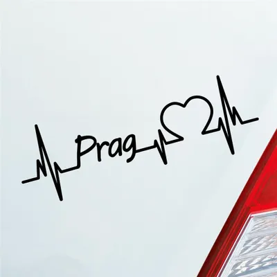 Produktbild von Auto Aufkleber Prag Herz Herzschlag 19x6 cm Schwarz Matt Sticker Heckscheibenaufkleber