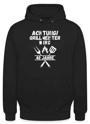 Produktbild von Spreadshirt 40. Geburtstag | Grillmeister Uni Hoodie, 4XL, Schwarz
