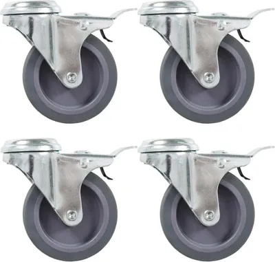 Produktbild von Lenkrollen mit Bolzenloch und Doppelbremsen 4 Stk. 75 mm