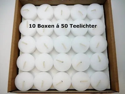 Produktbild von 500 Teelichter ohne Hülle (10x50 Stk.) Weiß Rohlinge 4 Stunden Brenndauer Sparpack