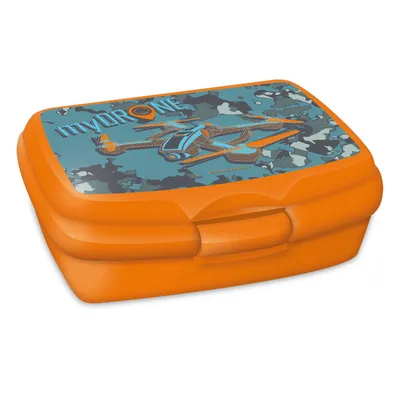 Produktbild von ARS UNA Lunchbox Brotzeit Brotdose Brotbüchse für Schule und Freizeit, My Drone, orange-grau, für Jungen