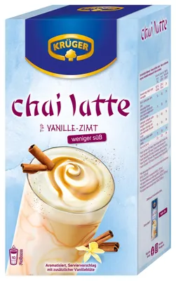 Imagen del producto de Krüger You Chai Latte, sabor vainilla-canela, clásico, de India, menos dulce, extra cremoso | 10 porciones