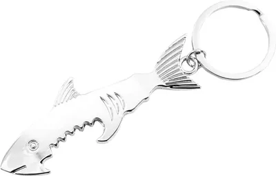 Produktbild von Oblique Unique Schlüsselanhänger Hai Anhänger mit Flaschenöffner für Geburtstag als Geschenk Metall - silber