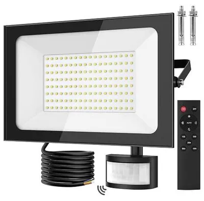 Zdjęcie produktu dla Reflektor LED 150W czujnik ruchu światła zewnętrzny IP66 z pilotem