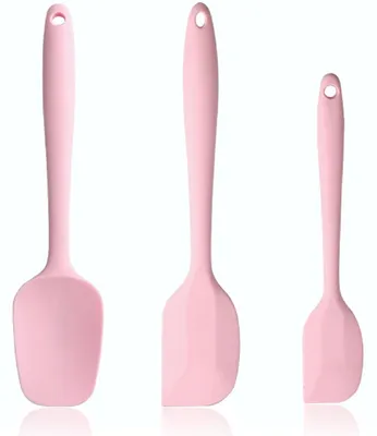 Produktbild von Antihaft-Silikonspatel, hitzebeständiger Kochlöffel, Küchenhelfer zum Kochen, Backen und Rühren (rosa)