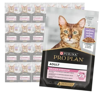 Produktbild von Purina Pro Plan Adult Delicate Digestion 24 x 85 g Nassfutter für Katzen mit Truthahn in Sauce