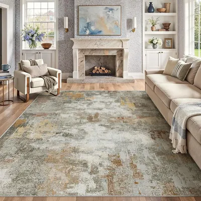 Obrázek produktu pro Koberec - Hnědý - 240 x 300 cm - Pračka - Protiskluz - Obývací pokoj - Abstraktní vzor
