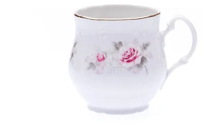 Produktbild von Thun 1794 Becher Jonah, tschechisches Porzellan, Bernadotte, 310 ml, rosa, gold gestreift, Thun