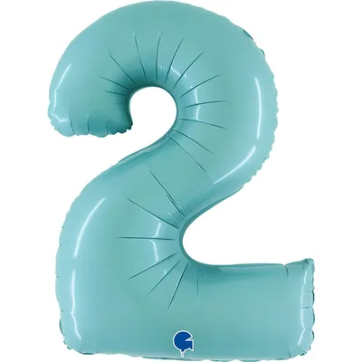 Produktbild von Riesenzahl Folienballon 40"/102cm | Pastel Blue Zahl: 2