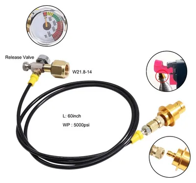 Immagine prodotto di Kit adattatore CO2 Intergases per bombola esterna con tubo 1,5 m e manometro – attacco rapido W21.8-14, compatibile con SodaStream Terra, DUO e Art