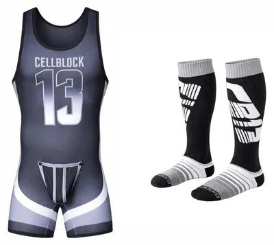 Image de CELLBLOCK 13 Multipack 1x Chain Reaction Singlet Jock + 1x Velocity 2.0 Knee High Sock Grey - Taille XL