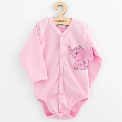 Obrázok produktu pre New Baby Happy Elephant ružové detské body s dlhými rukávmi