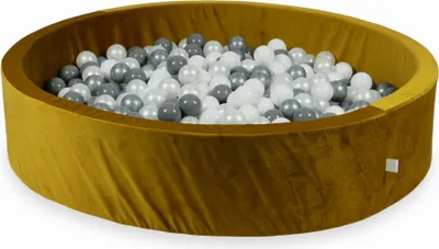 Obrázok produktu pre Guličkový bazén 600 kusov 130x30 zamatová zlatá: biela, strieborná, perleťová, sivá