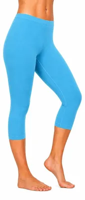 Produktbild von Hochwertige Dreiviertel Leggings für Damen, 3-Viertel Leggings, Hellblau - L