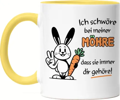 Produktbild von Ich schwöre bei meiner Möhre Witziger Hase Tasse Gelb - Ostern Partnergeschenk