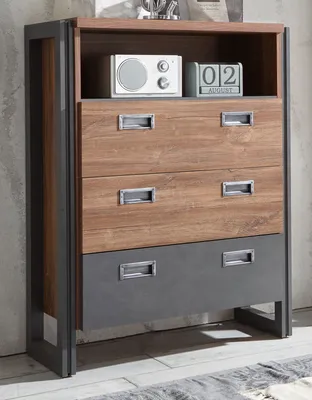 Produktbild von Kommode "Auburn" Eiche grau Sideboard Schubladenkommode 75 x 100 cm
