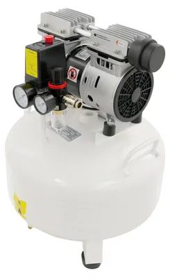 Image de Compresseur d'air portable - Équipé d'un silencieux - Fonctionnement silencieux, environ 65 dB - 8 bars, réservoir d'air comprimé de 30 litres - Électrique, prise européenne - Blanc