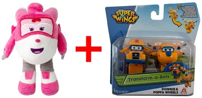 Obrázok produktu pre Plyšová figúrka Dizzy zo Super Wings, transformovateľné figúrky Donnie a Poppan Wheels, transformátor, nákladné auto, hračky, darčeková súprava