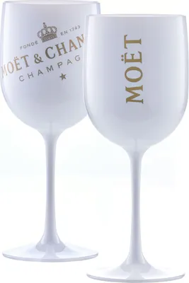 Produktbild von 2 x Moët & Chandon Ice Imperial Champagner Acryl-Glas 0.45l Becher Kelch weiss/gold Gläser Set Moet