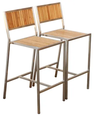 Produktbild von ALEOS. 2 Stück Edelstahl TEAK Barhocker Barsessel Bistrosessel Bistrohocker massive Ausführung A-Grade Teakholz MEXIKO Gartenmöbel Modell: MEXIKO