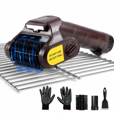 Produktbild von Elektrische Grillbürste 770 RPM, 3 Stufen, abnehmbarer Akku (100Min), 2 Wechselköpfe, LED-Licht, Hitzeschutz – für Gas/Kohle/Grill