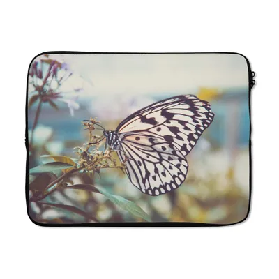 Produktbild von MuchoWow® Laptop Hülle 17 Zoll Laptoptasche Schmetterling - Blumen - Frühling - Zipper - Schutzabdeckung