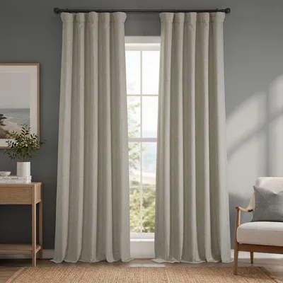 Imagen del producto de Cortinas "Half Price" de imitación lino, con textura, para oscurecer habitaciones, ideales para dormitorios, de 274 cm de largo (1 panel)
