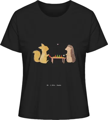 Produktbild von Mr. & Mrs. Panda Damenshirt Eichhörnchen Gesellschaftsspiele Größe S - Schwarz - Geschenk, Baumwoll T-Shirt Damen, Sommershirt, Basic Shirt, Spieleabend, Oberteil