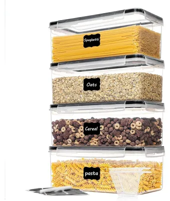 Immagine prodotto di Set di contenitori per alimenti, 4 pezzi, capacità 3,2 litri, ermetici, senza BPA, ideali per pasta, cereali, spaghetti