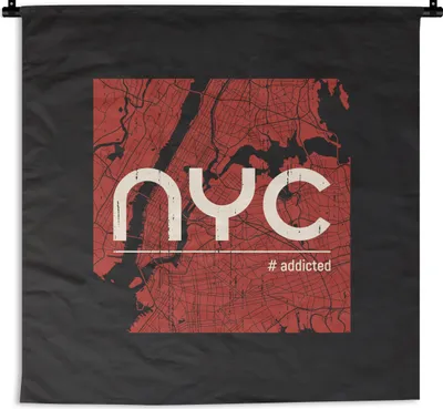 Produktbild von MuchoWow® Wandteppich Wandbehang New York - Rot - Schwarz 150x150 cm Tapisserie Dekoration Wandtuch - Wohnaccessoires - Modernes