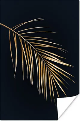 Produktbild von MuchoWow® Poster Farn - Gold - Schwarz 80x120 cm - Papierdruck