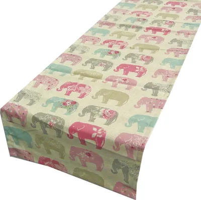 Produktbild von Tischläufer Elefanten Pastell rosa türkis 40x160cm