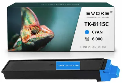 Image de Cartouche de toner compatible Evoke pour l'imprimante Kyocera TK8115 TK-8115C, cyan, rendement de 6 000 pages, compatible avec les modèles ECOSYS M8124cidn, M8130cidn, M8130cin
