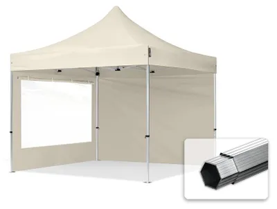 Immagine prodotto di TOOLPORT 3x3m gazebo pieghevole PES con laterali (panoramiche), PROFESSIONAL alluminio, crema