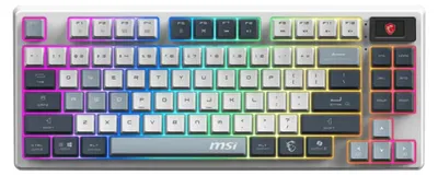 Produktbild von MSI FORGE GK600 TKL WIRELESS SKY IT, Kabellos, USB + Bluetooth, Mechanischer Switch, QWERTY, RGB-LED, Blau, Weiß