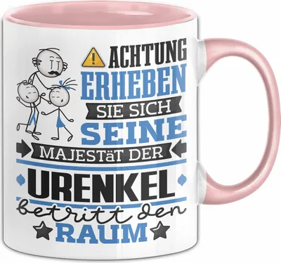 Produktbild von Urenkel Geschenk Tasse Lustiger Spruch Erheben Sie Sich Der Urenkel Betritt den Raum (Rosa)