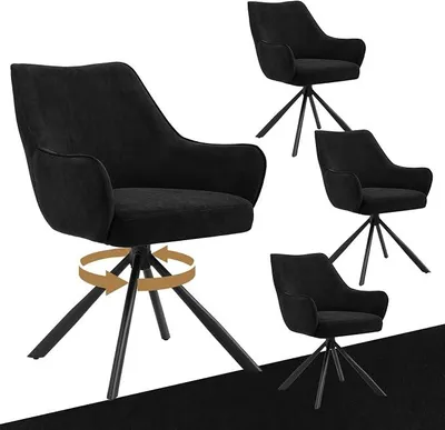 Imagen del producto de Juego de 4 sillas de comedor giratorias con reposabrazos, sillas de comedor acolchadas con respaldo alto, ideales para comedor y sala de estar, oficina, color