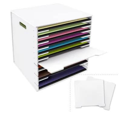 Produktbild von Papier-Organizer mit 13 Fächern, 30,5 x 30,5 cm, verstellbare Regale, stapelbar für Zuhause, Büro und Klassenzimmer