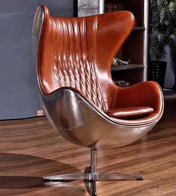Produktbild von Sessel Designersessel Metall Ledersitz Komfortsessel Relaxsessel Polstersessel