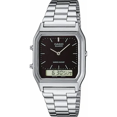 Image de Montre Casio AQ-230A-1D Couleur du bracelet en résine : Noir métallique Cadran analogique - numérique unie