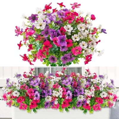 Image de Ensemble de fleurs artificielles pour le balcon et le jardin - Résistantes aux intempéries et aux couleurs éclatantes