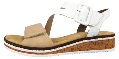 Produktbild von Rieker Damen Sandale Keilsandalette Klettverschluss V3660, Größe:38 EU, Farbe:Beige