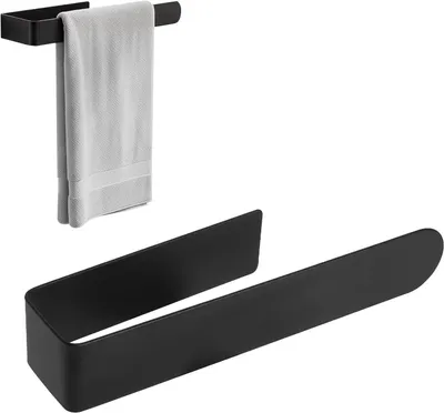 Produktbild von Handtuchhalter ohne Bohren aus Aluminium, matte schwarze Handtuchstange für Bad und Küche