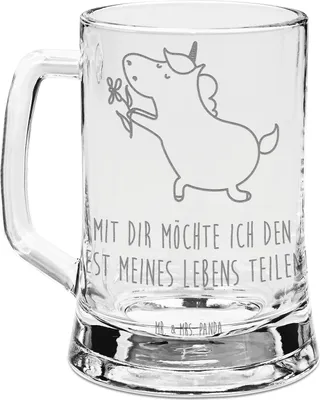 Produktbild von Mr. & Mrs. Panda Seidel Einhorn Blume - Transparent - Geschenk, Freundin, Unicorn, Krug, Einhörner, Liebe, Ehe, Bierkrug Mit Gravur, Glas, Humpen