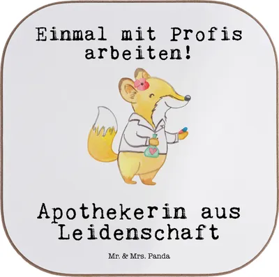 Produktbild von Mr. & Mrs. Panda Untersetzer Tasse Apothekerin Leidenschaft - Weiß - Geschenk, für Gläser, gläseruntersetzer, Staatsexamen, Beruf, Design, bieruntersetzer, Pharmazie